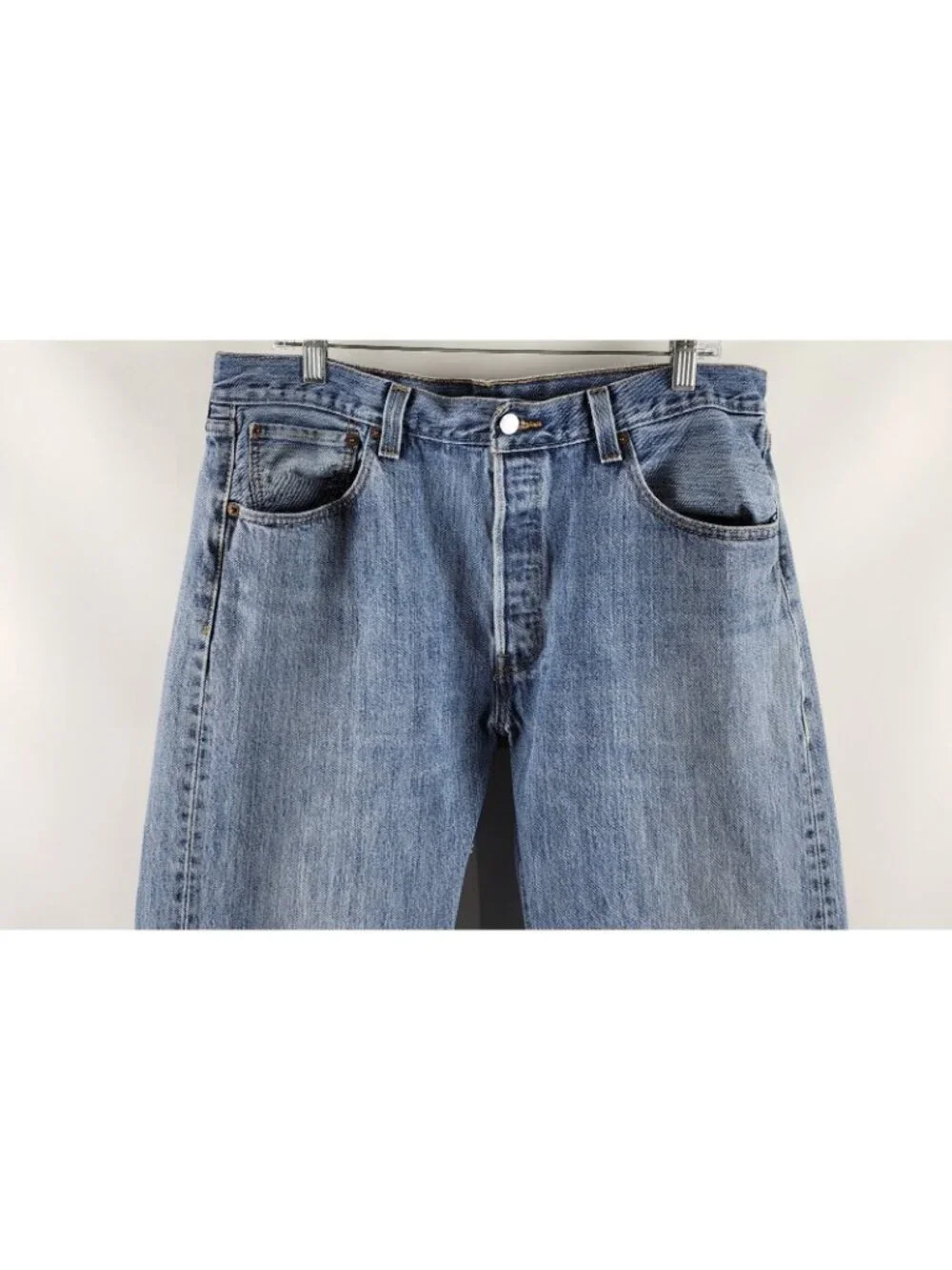 LEVIS 501 Jeans Mens 36x34 Red Tab Button Fly Blue Straight Leg